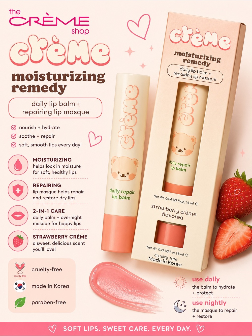 The Crème Shop Moisturizing Remedy Daily Repair Lip Balm + Lip Mask